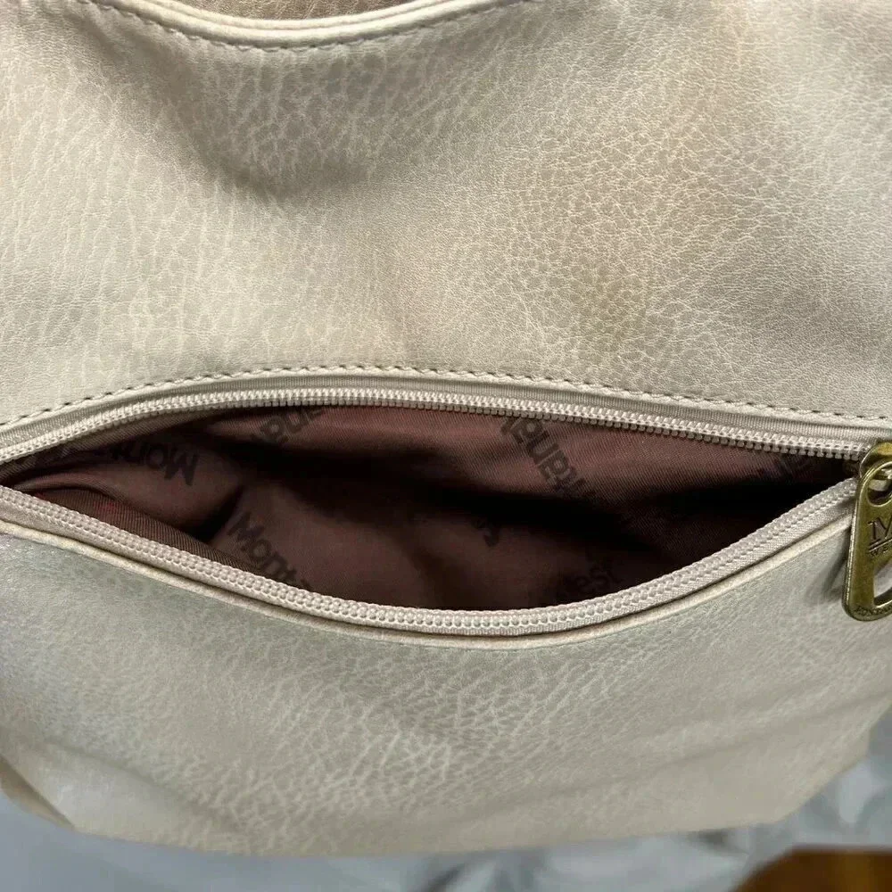 Montana West Hobo Shoulder Handbag Taupe Brown Two Tone